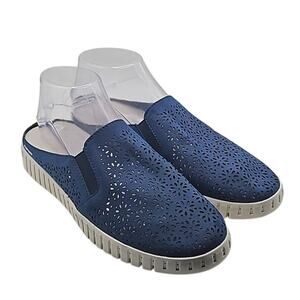 JSPORT Women’s Floral Mule Slip-On Shoes Blue Size 8M Comfort Casual Excellent